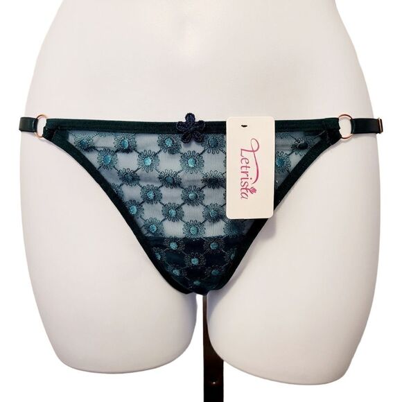 2/$20 Brand New Green Top Fashion Lace T-back Panties One Size - Picture 1 of 4